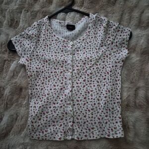 art class White and Red Floral Short Sleeve Tee